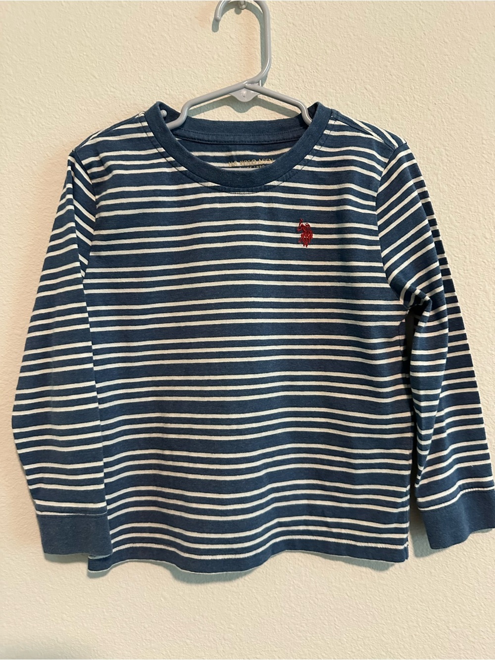 U.S. Polo Assn. Navy & White Striped Long-Sleeve Tee with Red Logo